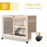 Indoor Rabbit Hutch with Wheels, Desk and Side Table Sized, Wood Rabbit Cage