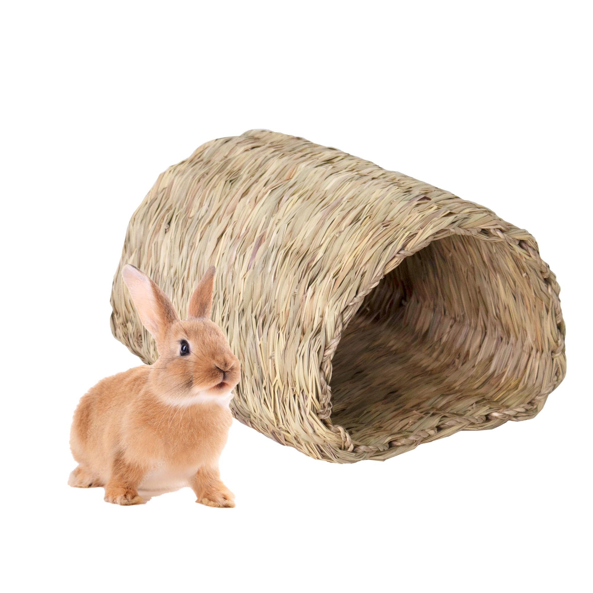 Seagrass House Tunnel Hutch Woven Hut Hay Shelter for Bunny, Rabbits, Guinea pigs