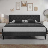 King Size Bed Frame and Headboard, Upholstered Bed Frame King Linen Fabric