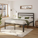 Queen Bed Frame with Headboard，18 Inch High Queen Size Bed Frame