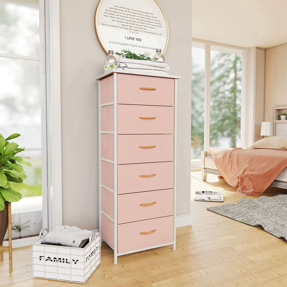 Dresser for Bedroom with 6 Drawers, Tall Dresser Vertical Storage Tower