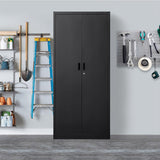Metal Storage Cabinet with 2 Doors and 4 Shelves, Lockable Steel Storage