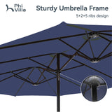 Patio Umbrellas with Base Included, Outdoor Double-Sided Rectangle Market Umbrella