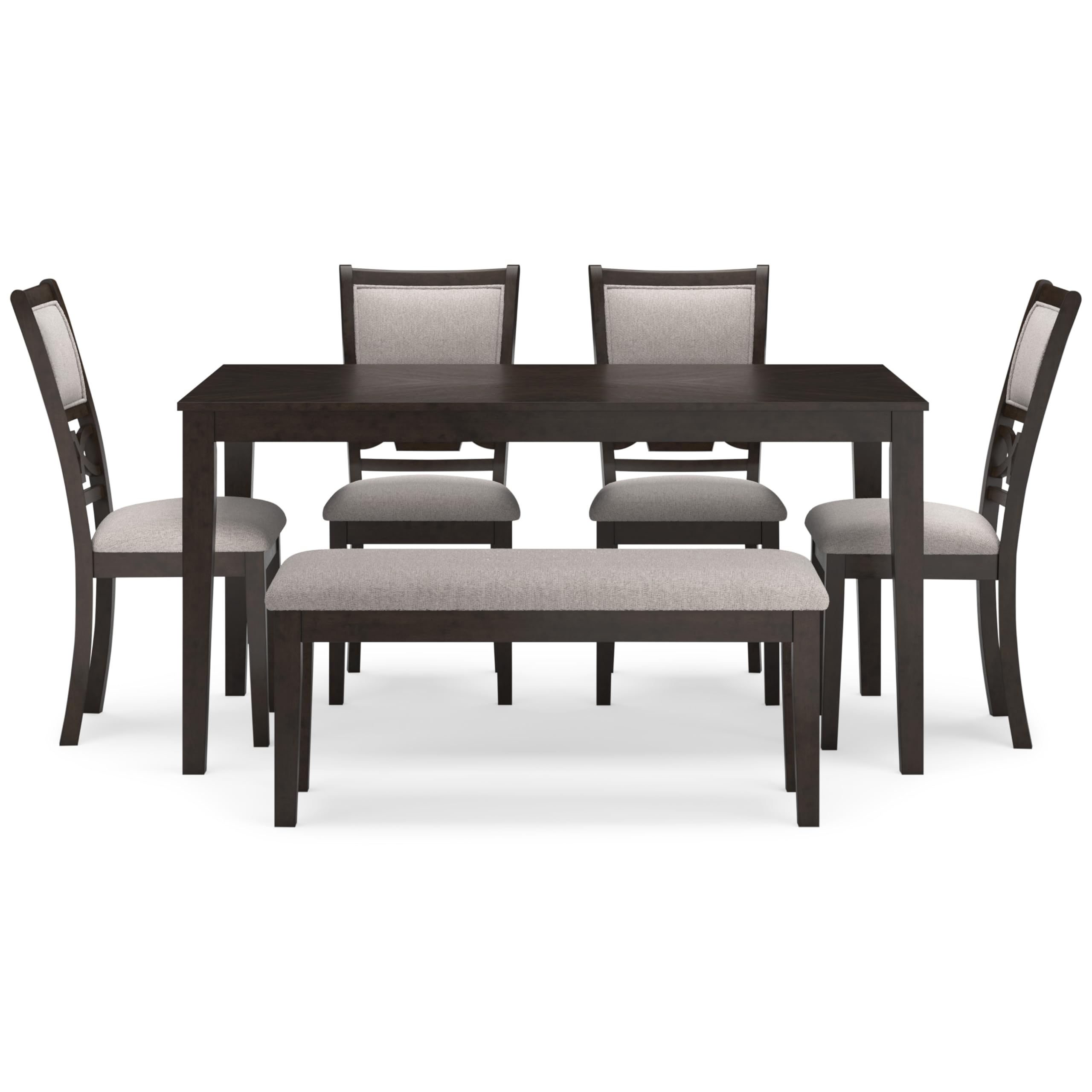Langwest 6-Piece Dining Room Set with Upholstered Chairs and Bench