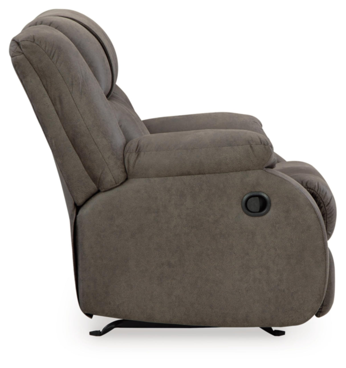 Design by Ashley First Base Modern Faux Leather Rocker Recliner, Gray