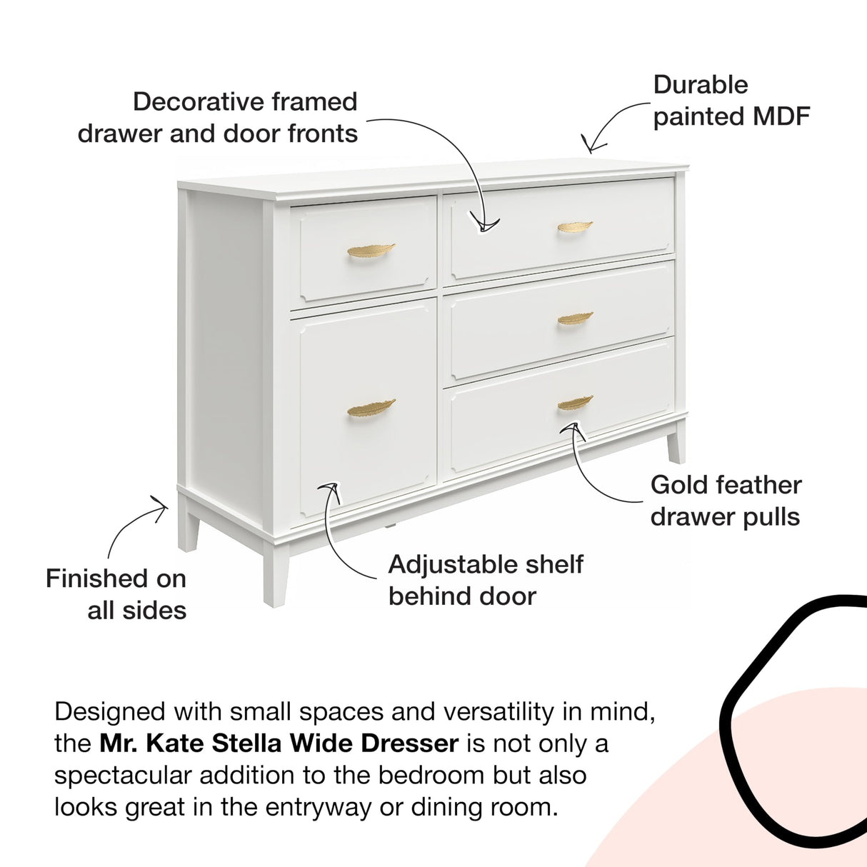 Stella Wide Dresser, 1, Graphite Gray