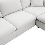 ERYE L-Shape Reversible Modular Sectional Sofa Couch,Cushions 4 Seaters Convertible Sofa&Couch Corner Leisure Cloud Sofá with Movable Ottoman & 2 Pillows for Living Room, 101", White-9023