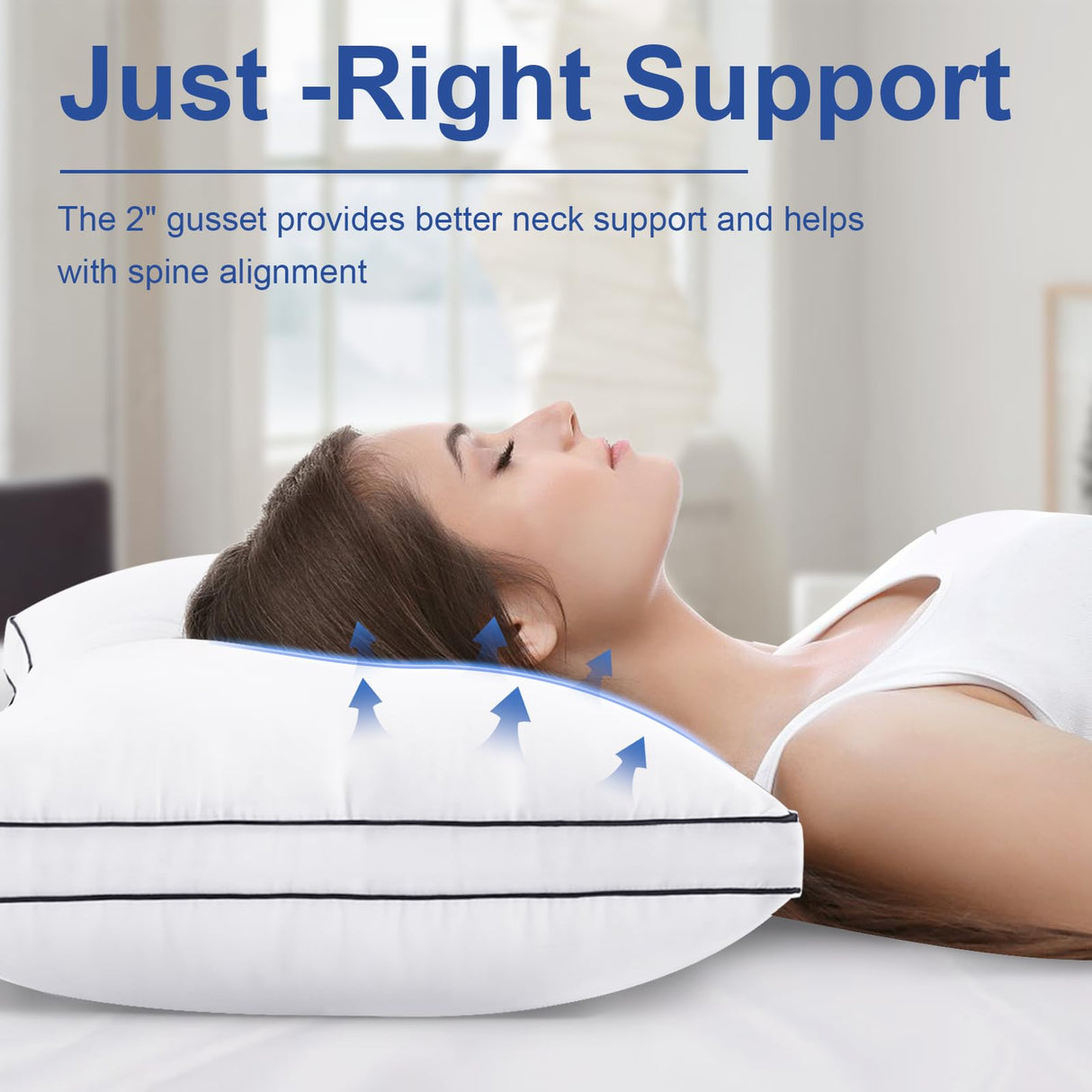 Pillows Standard Size Set of 2, Fluffy and Supportive 7D Down Alternative Bed Pillow