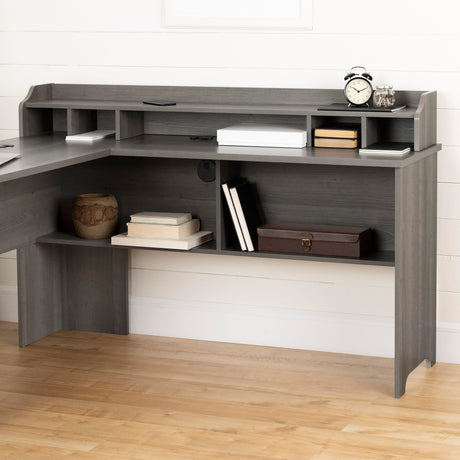 Versa L-Shaped Desk, Gray Maple