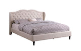 Premiere Curved Classics Cloth Light Beige Linen 51" Tall Headboard Platform Bed with Slats King - 019