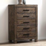 Storage Wooden Chest with 5 Drawers and Grain Details