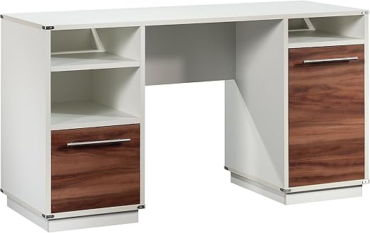 Vista Key Double Ped Desk, L: 55.24" x W: 20.2" x H: 30.12", Blaze Acacia Finish