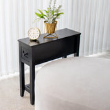 Narrow End Table, Black Side Table with Drawer, Slim Bed Side Table