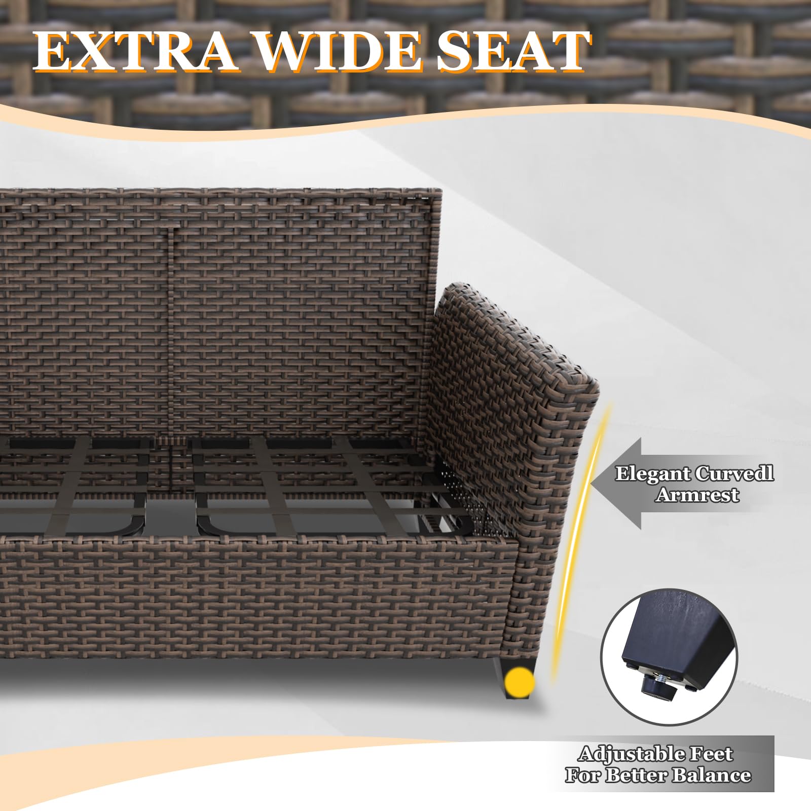Ocean Vista Outdoor Wicker Patio Sofa Deep Cushions Weather Resistant Rattan Furniture