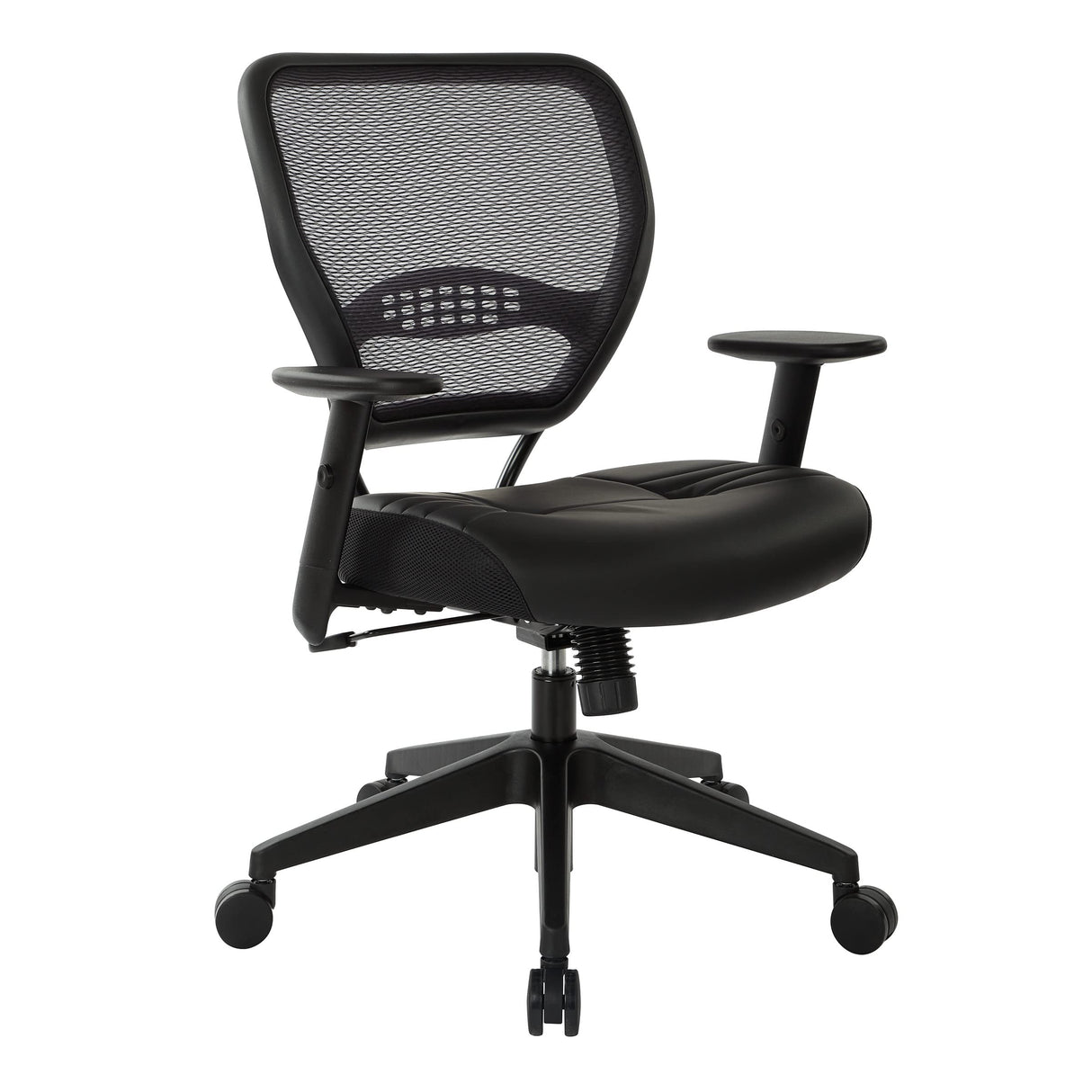 Seating Professional AirGrid Dark Back and Padded Black Eco Leather Seat, 2-to-1