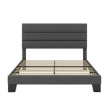 Queen Platform Bed Frame with Upholstered Fabric Headboard, Mattress Foundation