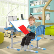 Kids Desk and Chair Set with Light, Height Adjustable School Desk for Kids