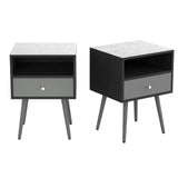 Bed Side Table with Drawers Set of 2 Modern Bedroom Set Nightstand with 1 Storage