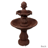 35" 2-Tier Solar Water Fountain - Outdoor Water Fountain with Battery Backup and Pump - Rust