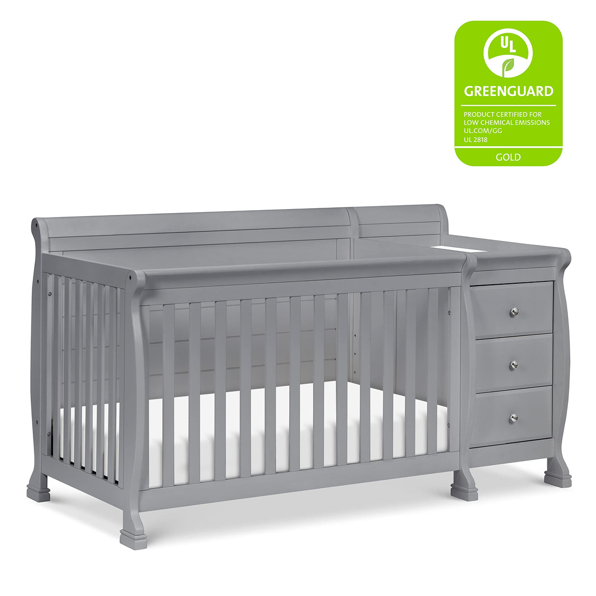 Kalani 4-in-1 Convertibe Crib and Changer Combo in Gray