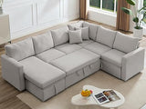 Sectional Sleeper Sofa with Pull Out Bed, U Shaped Sectional Couches