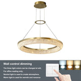 24 inch Modern Crystal Chandelier LED Ring Pendant Lighting Adjustable Hanging Ceiling