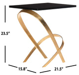 Home Collection Dovie Black and Gold Leaf Glass Top Side Table