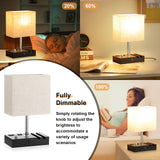 Bedside Lamps for Bedroom Set of 2, Kakanuo Fully Dimmable Small Beige Nightstand Lamps