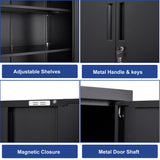 Small Locking Cabinet with 4 Keys, 35.4" H Metal Storage Cabinet