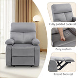 Manual Recliner Chair, Small Recliner Chairs for Adults with Overstuffed Back and Arms, Lazy Boy Recliner Chair, Velvet Reclining Chairs for Living Room, Bedroom, Home Theater, Gray