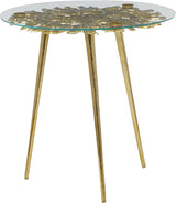 Aluminum Metal Side End Accent Table End Table with Clear Glass Top