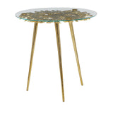 Aluminum Metal Side End Accent Table End Table with Clear Glass Top