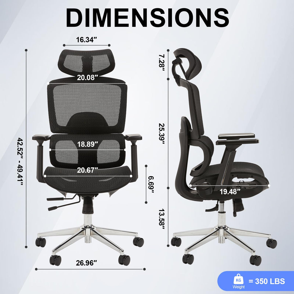 A100 Ergonomic Office Chair, Home Office Chair, with 3D Armrests and Adjustable