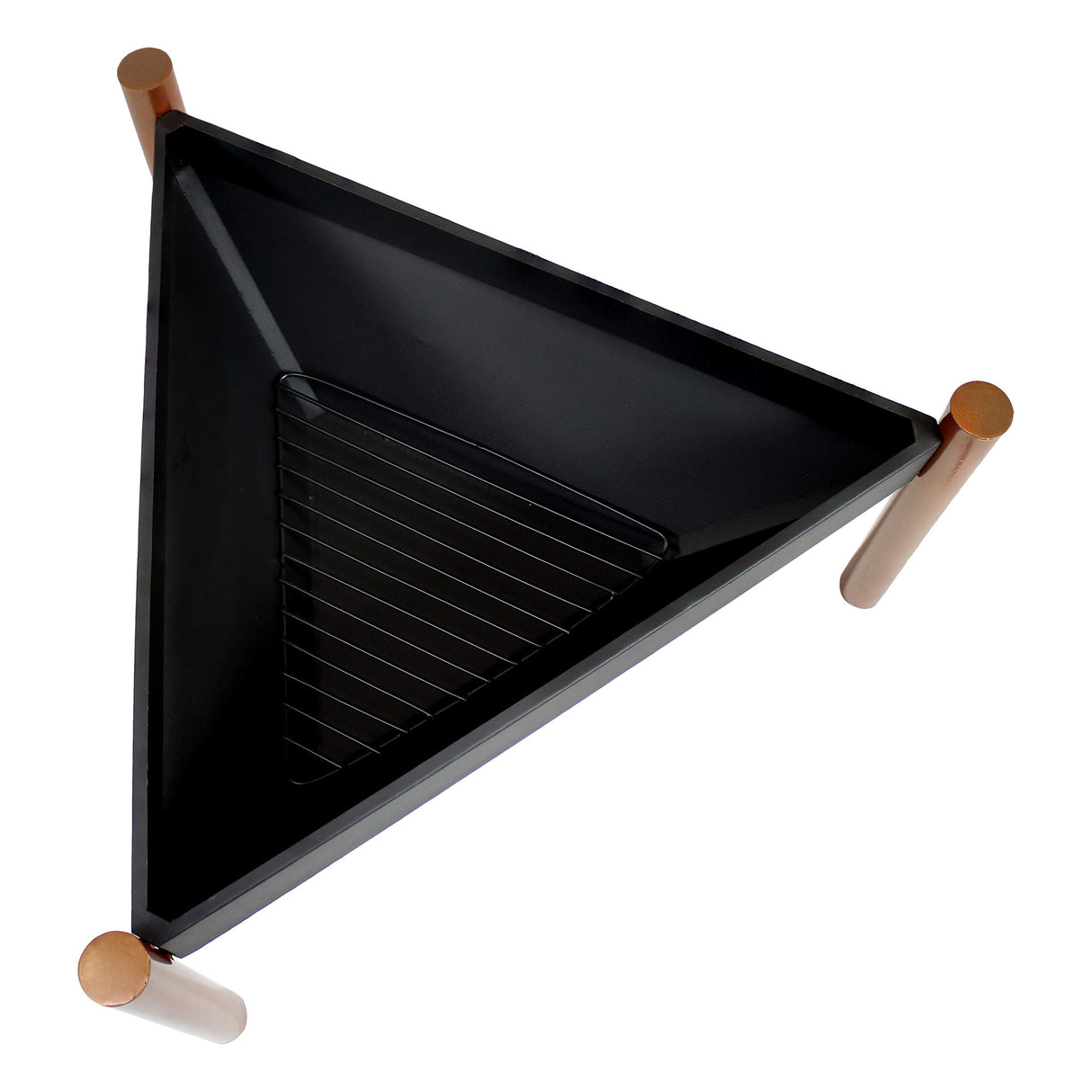 Sunnydaze 31-Inch Steel Wood-Burning Triangle Fire Pit/Side Table - Log Grate, Poker and Spark Screen - Copper Finish