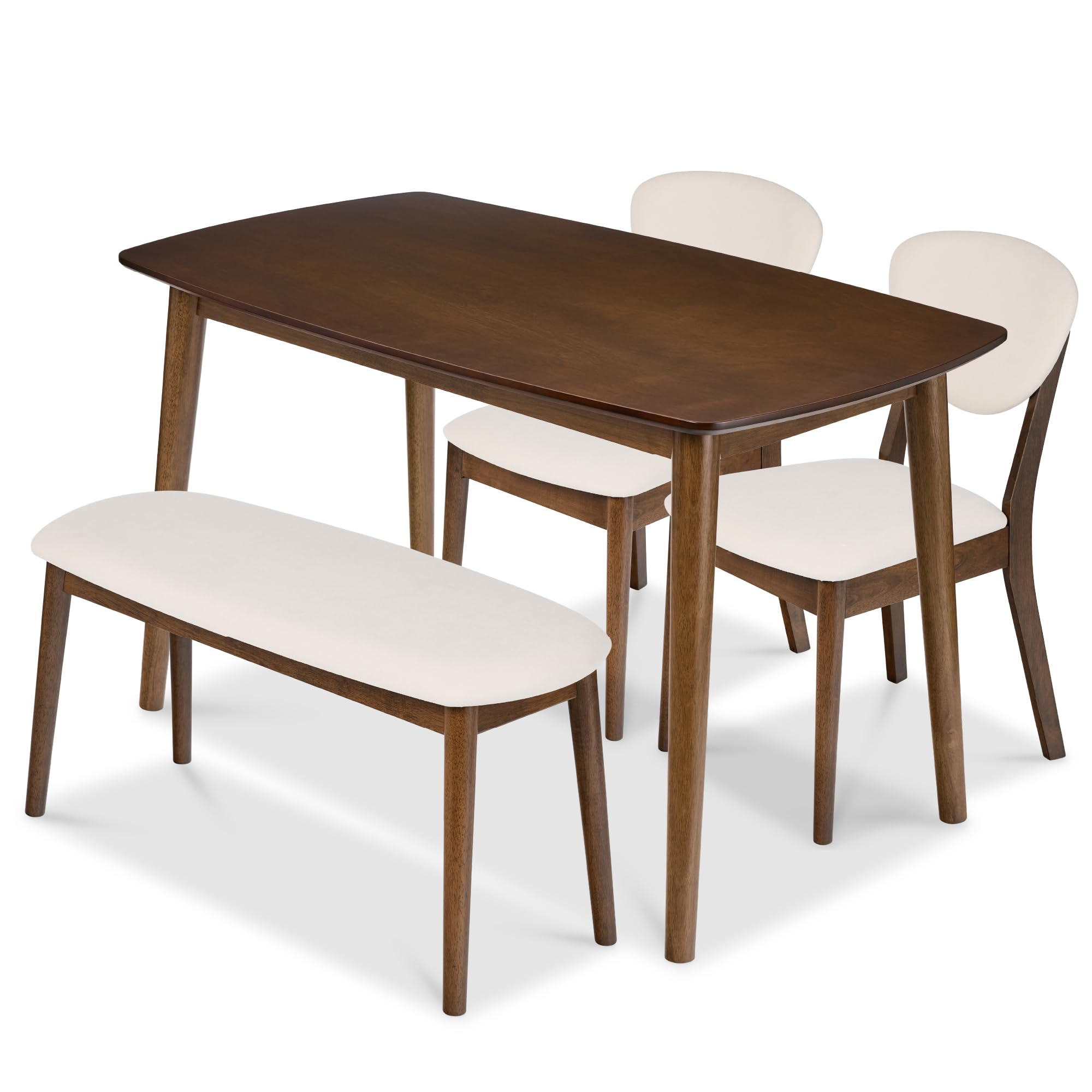 4-Piece Mid-Century Modern Wood Dining Kitchen Table
