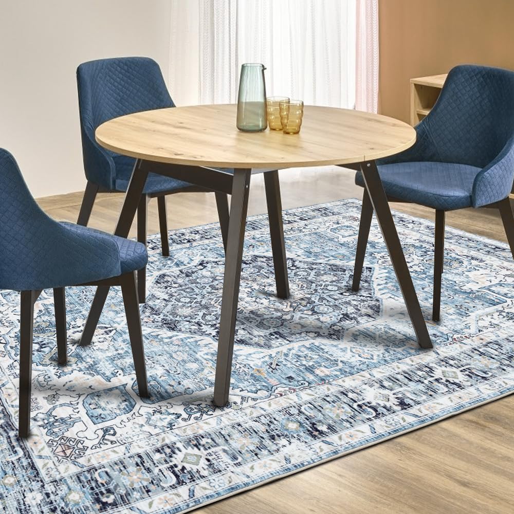 Area Rug 8×10, Large Vintage Boho Rug,Ultra-Soft Low Pile, Washable, Non Slip,Stain