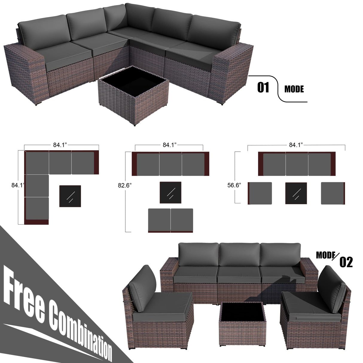 Waterproof Outdoor Patio Set, Modern All-Weather  Patio Furniture Sets