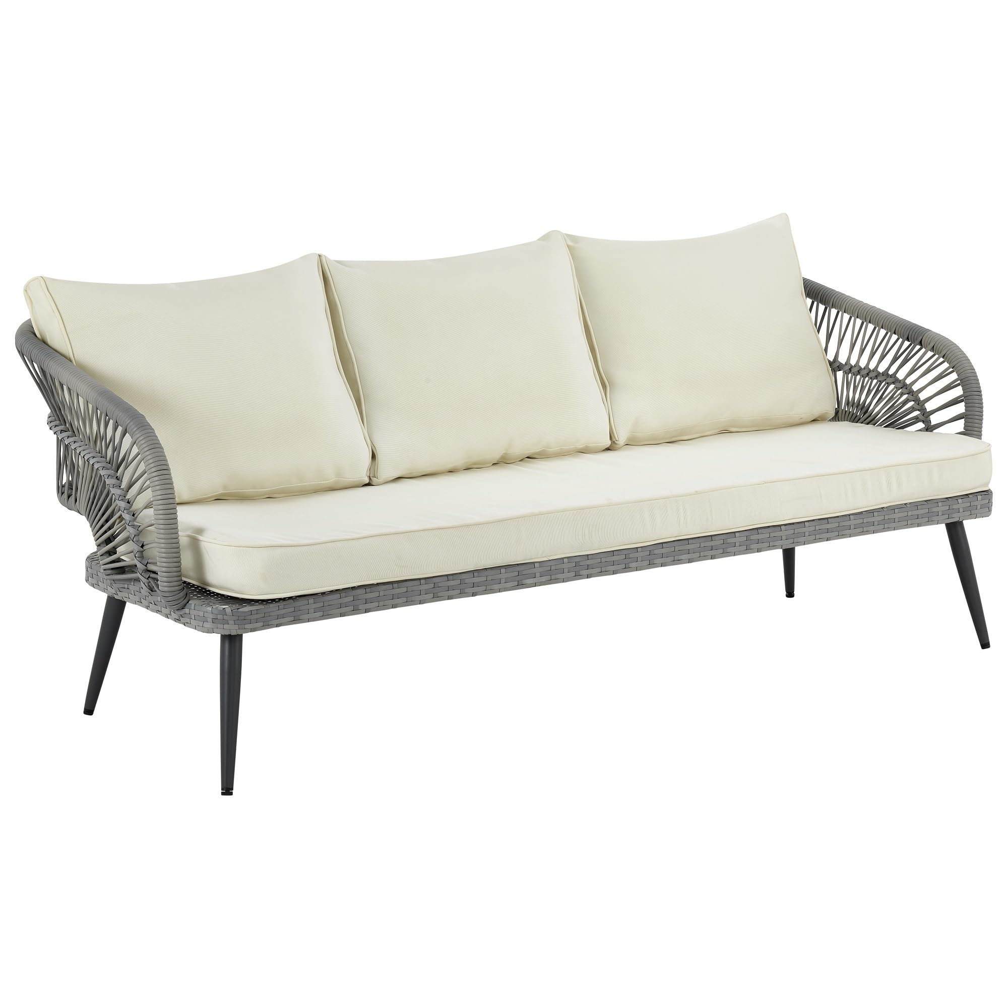 Riviera 4-Piece 5 Seater Patio Conversation Set with Cushions, Cream