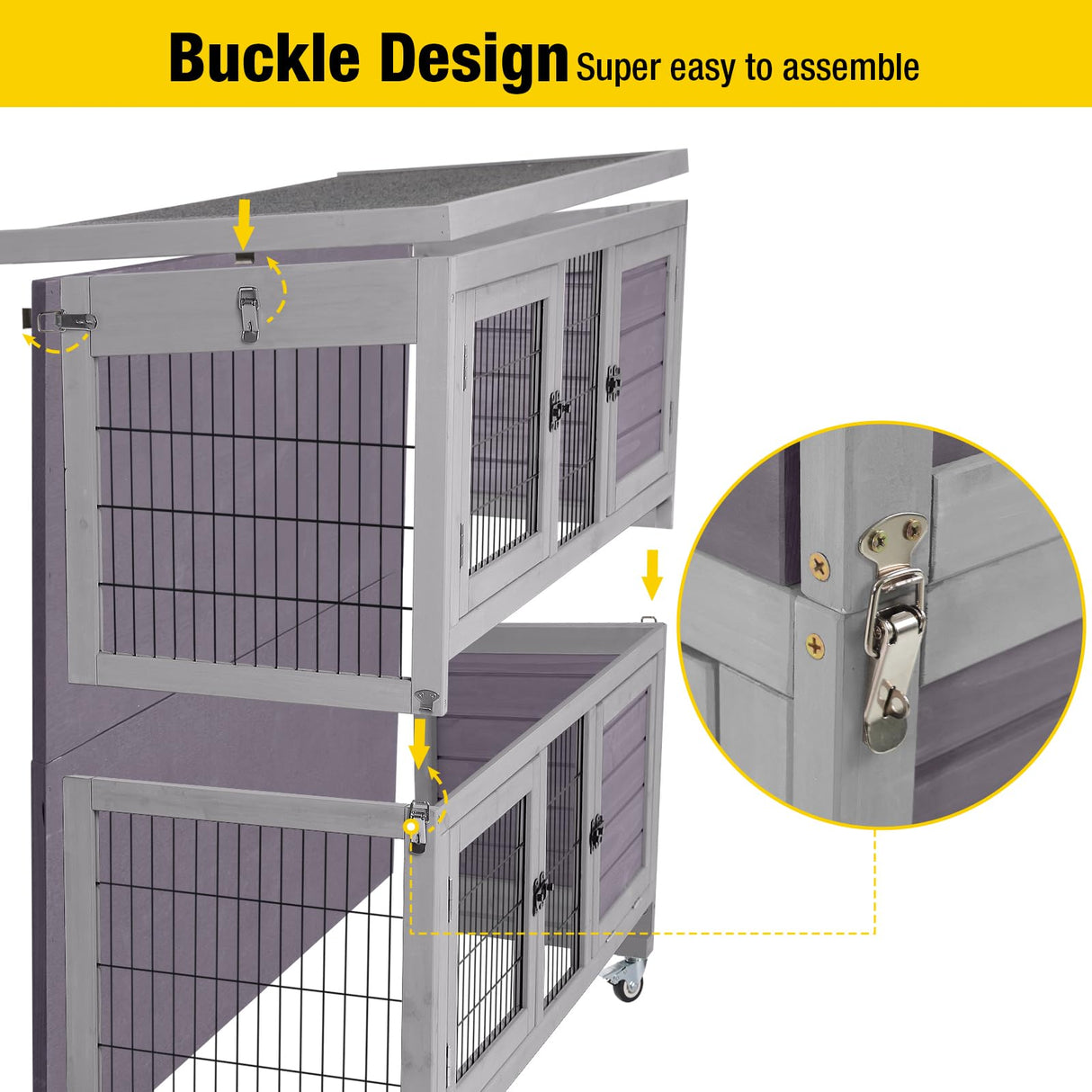 Rabbit Hutch Folding Bunny House Quickly Assemble Two Story Guinea Pig Cage