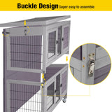 Rabbit Hutch Folding Bunny House Quickly Assemble Two Story Guinea Pig Cage