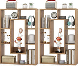 35.5” Geometric Bookshelf, Freestanding Wood Open Bookcase with 7 Cubes, Anti-Toppling Devices, Home Office Décor Rectangular Storage Shelf Display Rack for Study Living Room (1, Natural)