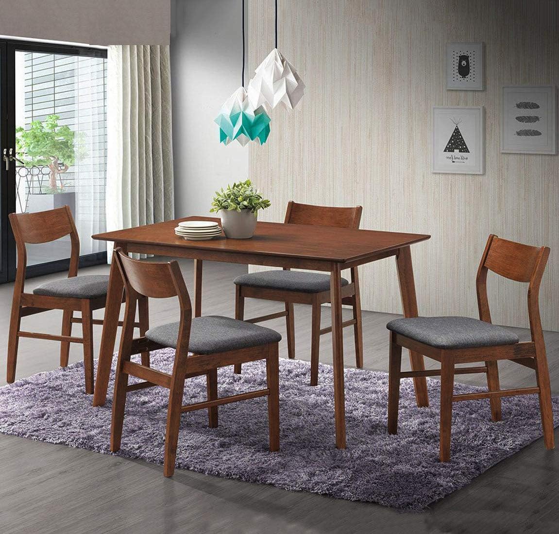 Piece Kitchen & Dining Sets Wooden Kitchen Table and Chairs Compact Farmhouse Dining Room Set Solid Wooden Frame, Brown