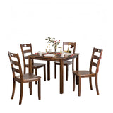 5-Piece Dining Table Set, Solid Rubber Wood Dining Room Table Set for 4, Modern Table