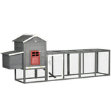 118" Extra Large Chicken Coop with Asphalt Roof, Wooden Hen Run with Slide-Out Tray