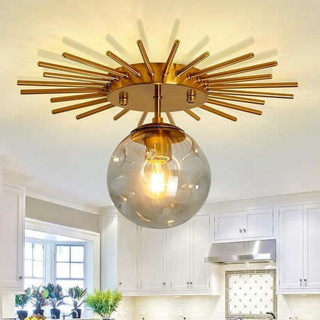 12-Light Glass Globe Sputnik Chandelier Mid-Century Modern