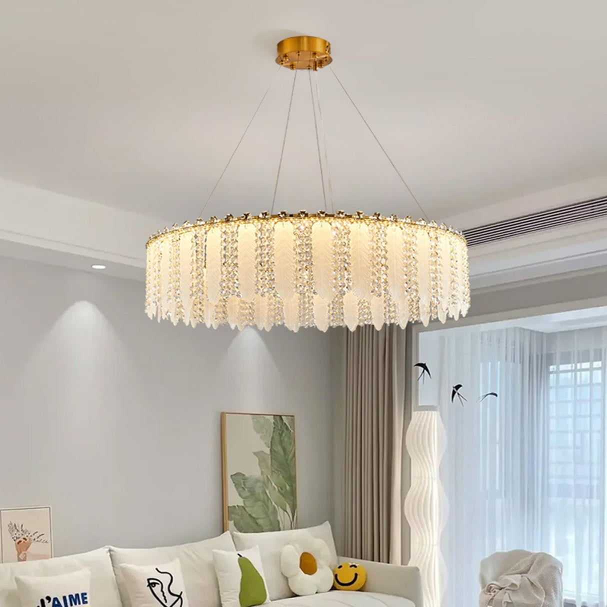 Gold Crystal Chandelier, Modern Chandelier Gold Pendant Lighting Small Round