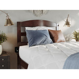 Solid Wood Twin XL Bed with Footboard and USB Charger in Walnut