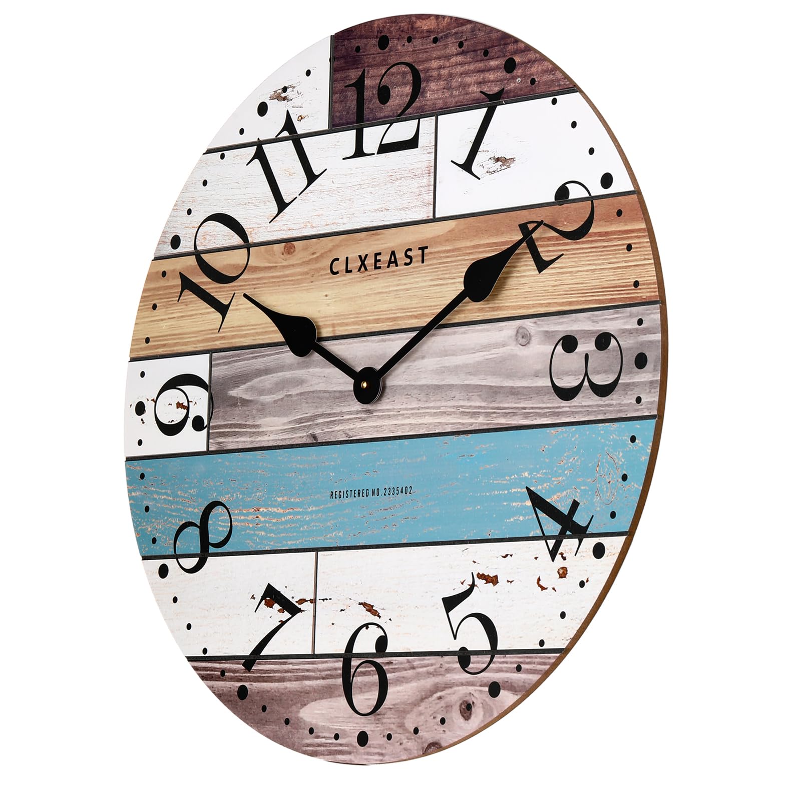 24 Inch Multicolor Woodgrain Shiplap Wall Clocks for Living Room Decor