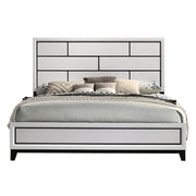 Stout Contemporary Carved Detailed Panel Bed in White, King