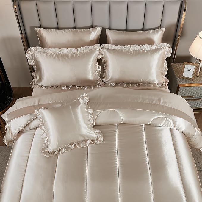 Comforter Set with Sheet Set Queen 8 Pieces Light Pink Bedding Set